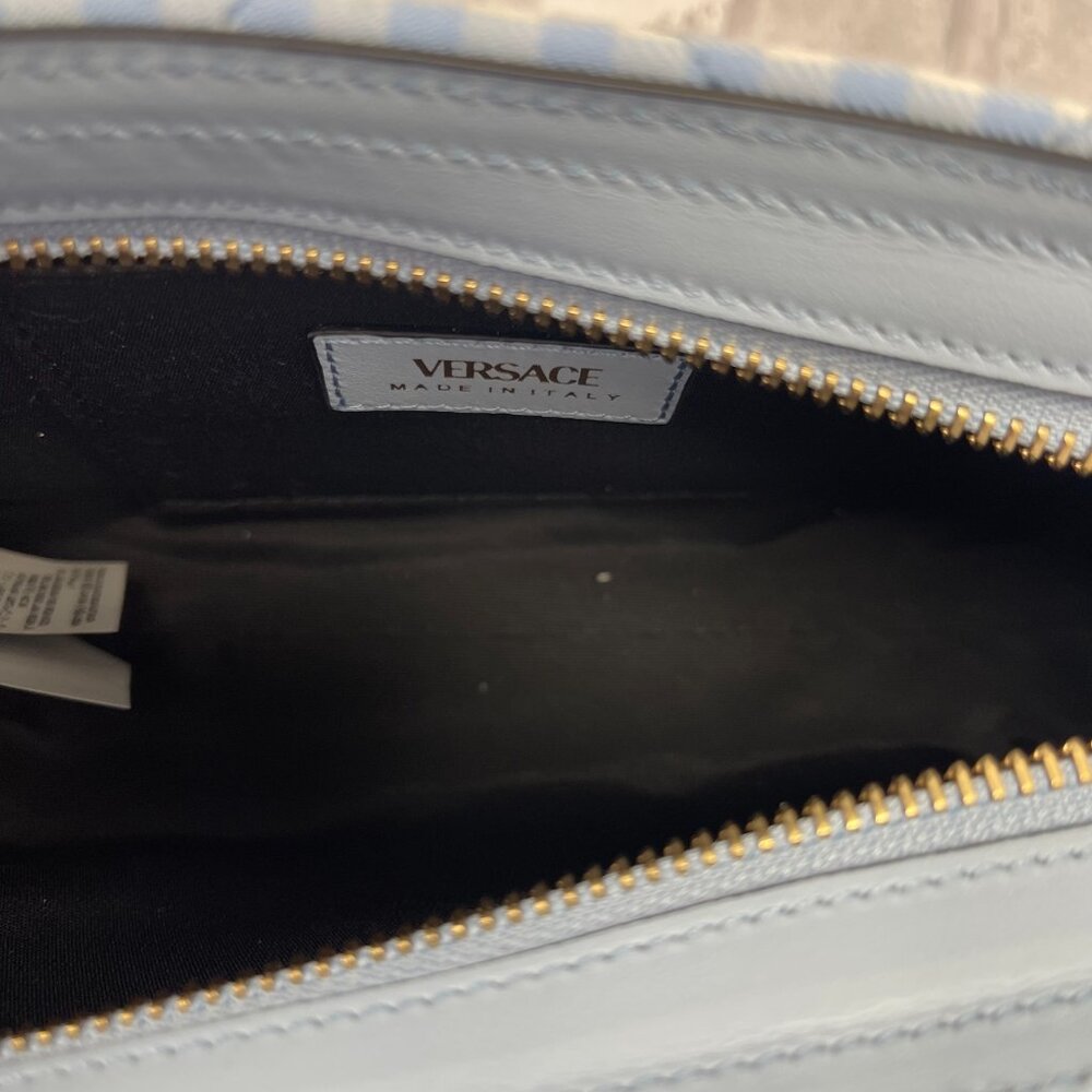 Versace Gold Medusa Quilted Shoulder Bag w/ Blue & White Check - NWT - Picture 7 of 11